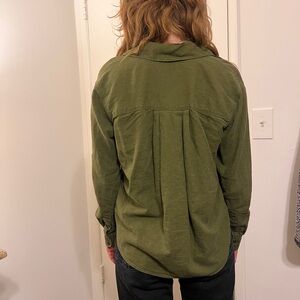 Olive Green Linen Madewell Button Down